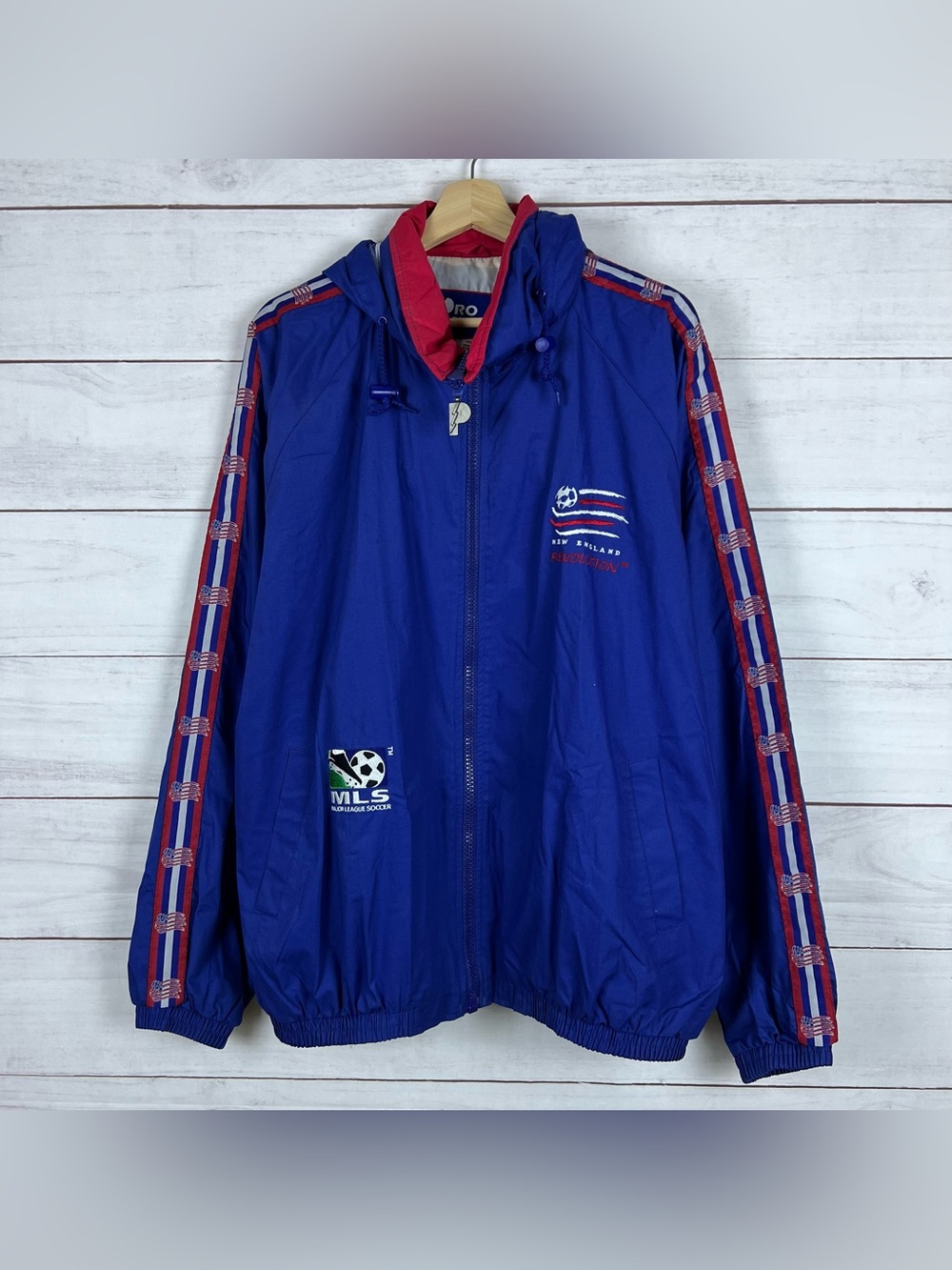 Vintage 90s New England Revolution MLS Pro Player Windbreaker Jacket Mens XL